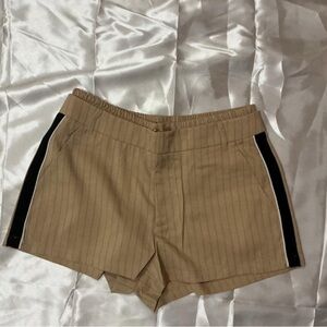 Beige Pinstripe Women’s Athletic-Style Shorts